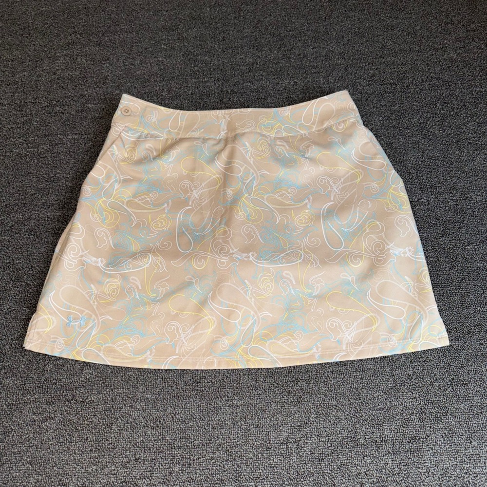 Under Armour Performance Golf Skort Tan Paisley Print Women's 4 Athletic Skirt